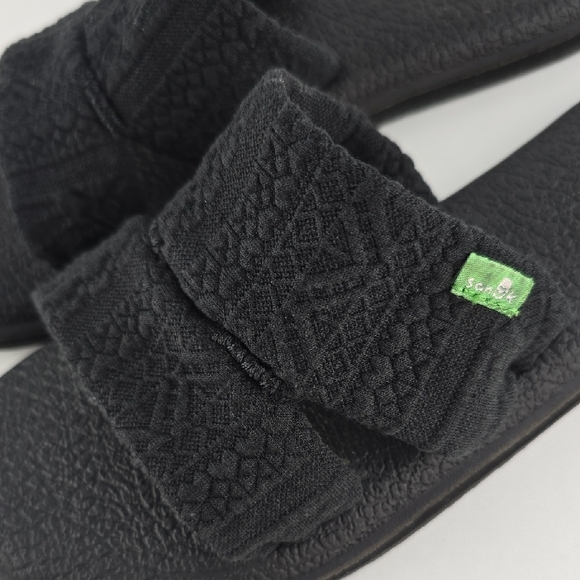 Sanuk Women's Yoga Mat Capri Black Textile Flat Slip On Sandals Cushioned Sz 6 - Picture 6 of 11